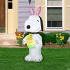 Image of Gemmy Inflatables Inflatable Party Decorations 4' Peanuts Easter Snoopy Wearing Bunny Ears Holding Woodstock! by Gemmy Inflatable 781880289234 44888 4' Easter Snoopy Wearing Bunny Ears Holding Woodstock Gemmy Inflatable