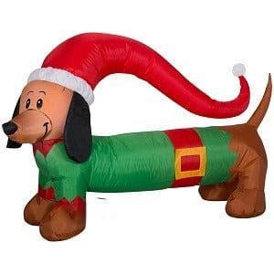 Gemmy Inflatables Inflatable Party Decorations 4' Wiener Dog Wearing Sweater & Santa Hat by Gemmy Inflatables 781880241843 116883