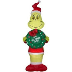 Gemmy Inflatables Inflatable Party Decorations 5 1/2' Dr. Seuss Grinch w/ Christmas Wreath by Gemmy Inflatables 781880246794 119314