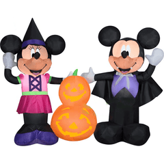 Gemmy Inflatables Inflatable Party Decorations 5 1/2' Inflatable Mickey and Minnie Mouse Halloween Pumpkin Scene by Gemmy Inflatable 71896 5 1/2' Inflatable Mickey and Minnie Mouse Halloween Pumpkin Scene 