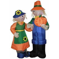 Gemmy Inflatables Inflatable Party Decorations 5 1/2' Thanksgiving Scarecrow Man & Woman Holding Pumpkin by Gemmy Inflatables
