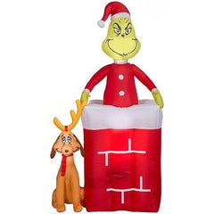 Gemmy Inflatables Inflatable Party Decorations 5.5' Grinch In Chimney w/ Max Scene by Gemmy Inflatables 781880241546 111590