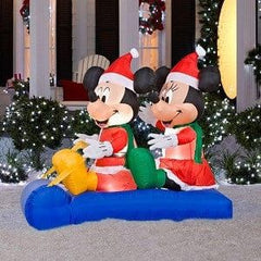 Gemmy Inflatables Inflatable Party Decorations 5' Christmas Disney Mickey & Minnie Mouse Sled Scene by Gemmy Inflatables 781880206156 85646 5' Christmas Disney Mickey & Minnie Mouse Sled Scene Gemmy Inflatables