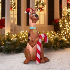 5' Christmas Scooby Doo Wearing Santa Hat & Holding Candy Cane by Gemmy Inflatables