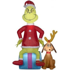 Gemmy Inflatables Inflatable Party Decorations 5' Grinch on Present Christmas Present W/ Max by Gemmy Inflatables