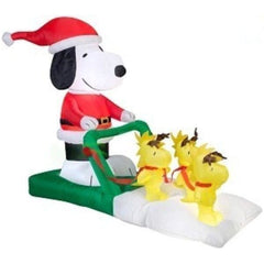 Gemmy Inflatables Inflatable Party Decorations 5' Snoopy Santa w/ Woodstock Reindeer Sled Scene by Gemmy Inflatables 781880204695 36755
