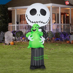 5' Tim Burton’s Nightmare Before Christmas Jack Skellington Holding Small Oogie Boogie by Gemmy Inflatable
