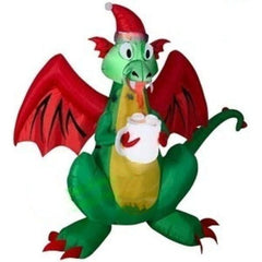 Gemmy Inflatables Inflatable Party Decorations 6 1/2' Christmas Fire Breathing Dragon w/ Hot Cocoa by Gemmy Inflatables 781880204176 114004 6 1/2' Christmas Fire Breathing Dragon w/ Hot Cocoa Gemmy Inflatables