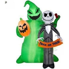 Gemmy Inflatables Inflatable Party Decorations 6 1/2' Halloween Nightmare Before Christmas Jack Skellington w/ Oogie Boogie by Gemmy Inflatables 781880239598 999597-72626 6 1/2' Halloween Nightmare Jack Skellington Oogie Boogie Gemmy