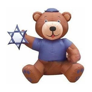 Gemmy Inflatables Inflatable Party Decorations 6 1/2' Hanukkah Brown Bear Holding Star Of David by Gemmy Inflatables 781880241973 Y149