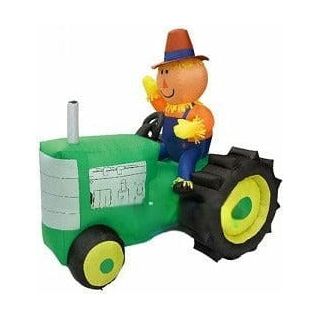 Gemmy Inflatables Inflatable Party Decorations 6 1/2' Thanksgiving/Fall Scarecrow on GREEN Tractor by Gemmy Inflatables 781880274902 Y811A 6 1/2' Thanksgiving/Fall Scarecrow GREEN Tractor by Gemmy Inflatables