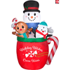 Image of Gemmy Inflatables Inflatable Party Decorations 6.5' Snowman, Penguin, Gingerbread Man in Hot Cocoa Mug by Gemmy Inflatables 117970 6.5' Snowman, Penguin, Gingerbread Man in Hot Cocoa Mug SKU# 117970