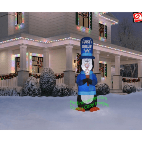 Gemmy Inflatables Inflatable Party Decorations 6' Christmas Animated Shaking Penguin Holding Ice Cream Cone by Gemmy Inflatables 880031 6' Christmas Animated Shaking Penguin Holding Ice Cream Cone 880031