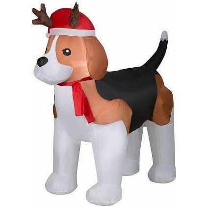 Gemmy Inflatables Inflatable Party Decorations 6' Christmas Beagle w/ Antlers & Santa Hat by Gemmy Inflatables 781880274810 119564