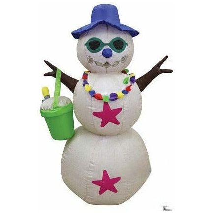 Gemmy Inflatables Inflatable Party Decorations 6' Christmas Mixed Media Beach Snowman w/ Hat and Pail by Gemmy Inflatables 781880274469 GTC00882-6 6' Christmas Mixed Media Beach Snowman Hat Pail by Gemmy Inflatables
