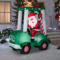 6' Christmas Santa in Golf Cart Scene by Gemmy Inflatables