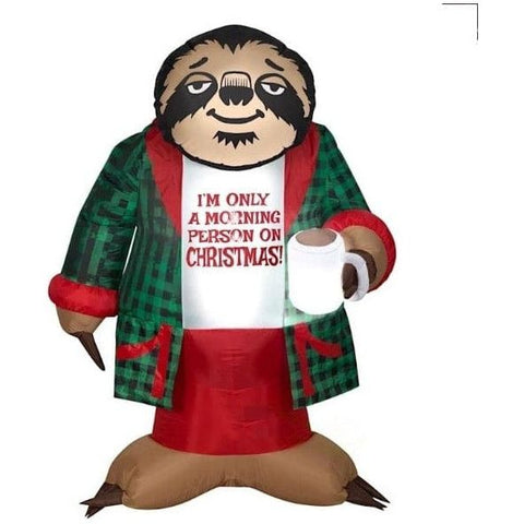 Gemmy Inflatables Inflatable Party Decorations 6' Christmas Sloth in Pajamas w/ Coffee by Gemmy Inflatables 781880212157 36228