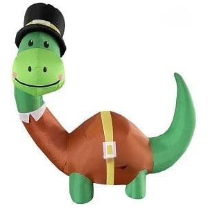 Gemmy Inflatables Inflatable Party Decorations 6' Green Dinosaur w/ Pilgrim Hat Thanksgiving by Gemmy Inflatables