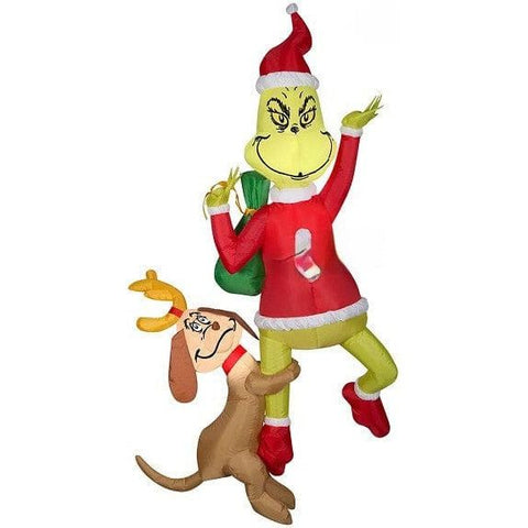 Gemmy Inflatables Inflatable Party Decorations 6' Hanging Grinch w/ Max by Gemmy Inflatables 781880241171 117936