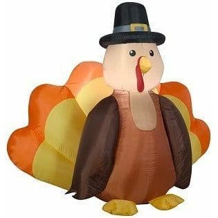 Gemmy Inflatables Inflatable Party Decorations 6' Thanksgiving Harvest Turkey by Gemmy Inflatables 3 1/2' Airblown Inflatable Thanksgiving Harvest Turkey w Pilgrim Hat