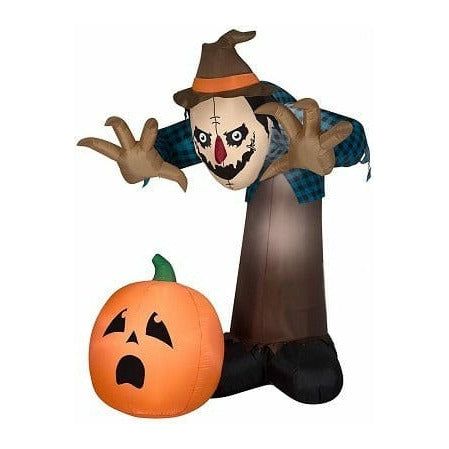 Gemmy Inflatables Inflatable Party Decorations 7 1/2' Halloween Creepy Hunched Scarecrow w/ Pumpkin by Gemmy Inflatables 781880275268 226621 7 1/2' Halloween Creepy Hunched Scarecrow Pumpkin Gemmy Inflatables