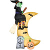 Image of Gemmy Inflatables Inflatable Party Decorations 7 1/2' Witch on Broom Over Moon w/ Tombstone and Pumpkin Scene by Gemmy Inflatable 781880241249 226406 7 1/2' Witch on Broom Over Moon w/ Tombstone and Pumpkin Scene