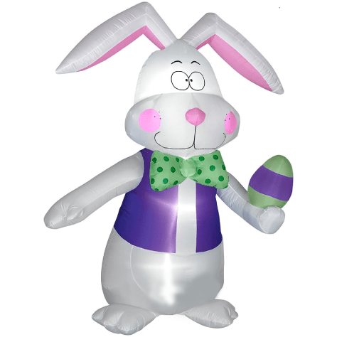 Gemmy Inflatables Inflatable Party Decorations 7' Easter Bunny w/ Bowtie and Easter Egg by Gemmy Inflatable 781880265757 440510 7' Easter Bunny Bowtie and Easter Egg by Gemmy Inflatable SKU#440510