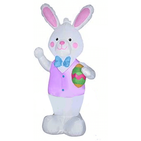 Gemmy Inflatables Inflatable Party Decorations 7' Easter Bunny Wearing Pink Vest, Blue Tie, & Holding A Colorful Egg! by Gemmy Inflatable 781880270379 44095 7' Easter Bunny Wearing Pink Vest, Blue Tie, & Holding A Colorful Egg!