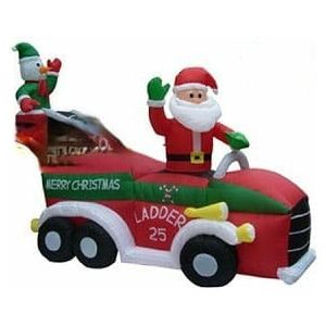 Gemmy Inflatables Inflatable Party Decorations 7' Santa Driving Fire Truck With Snowman In Ladder by Gemmy Inflatables 781880274278 Y125 7' Santa Driving Fire Truck With Snowman In Ladder Gemmy Inflatables
