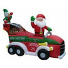 Image of Gemmy Inflatables Inflatable Party Decorations 7' Santa Driving Fire Truck With Snowman In Ladder by Gemmy Inflatables 781880274278 Y125 7' Santa Driving Fire Truck With Snowman In Ladder Gemmy Inflatables