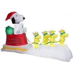Gemmy Inflatables Inflatable Party Decorations 8 1/2' Snoopy In Dog Bowl Sleigh w/ Woodstock Scene by Gemmy Inflatables 781880241539 111934 8 1/2' Snoopy In Dog Bowl Sleigh w/ Woodstock Scene Gemmy Inflatables