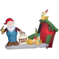 Gemmy Inflatables Inflatable Party Decorations 9.5' Christmas Santa Farmer w/ Chicken Coop by Gemmy Inflatables 781880240976 111885