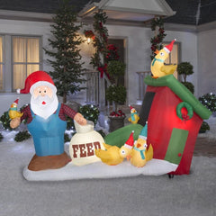 9.5' Christmas Santa Farmer w/ Chicken Coop by Gemmy Inflatables