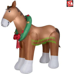 Gemmy Inflatables Inflatable Party Decorations 9' Christmas Clydesdale Horse w/ Wreath by Gemmy Inflatables 781880218630 881080 9' Christmas Clydesdale Horse w/ Wreath by Gemmy Inflatables 881080