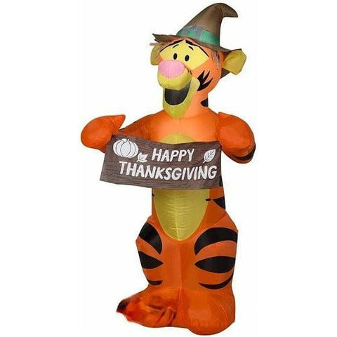 Gemmy Inflatables Lawn Ornaments & Garden Sculptures 3 1/2' Thanksgiving Harvest Tigger Holding Banner by Gemmy Inflatable 781880275091 226231