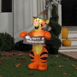Gemmy Inflatables Lawn Ornaments & Garden Sculptures 3 1/2' Thanksgiving Harvest Tigger Holding Banner by Gemmy Inflatable 781880275091 226231