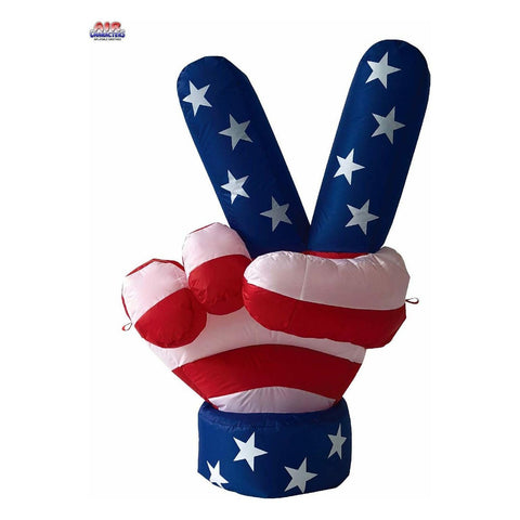 Gemmy Inflatables Lawn Ornaments & Garden Sculptures 6' Patriotic USA Peace Hand by Gemmy Inflatable 781880255574 Y723L
