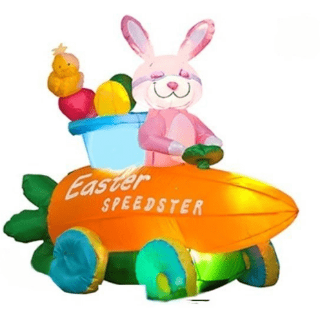 Gemmy Inflatables Special Event Inflatables 4 1/2' Gemmy Airblown Inflatable Easter Bunny In A Speedster Carrot Car by Gemmy Inflatables 46532 4 1/2'  Easter Bunny In A Speedster Carrot Car by Gemmy Inflatables
