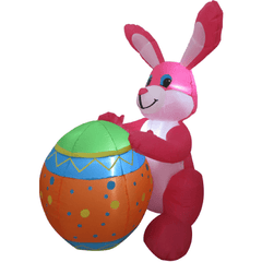 4' Air Blown Inflatable Pink Bunny Holding Easter Egg by Gemmy Inflatable