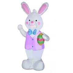 Gemmy Inflatables Special Event Inflatables 4' Inflatable Easter Bunny w/ A Pink Vest Holding A Colorful Egg by Gemmy Inflatable 44335 4' Easter Bunny Pink Vest Holding Colorful Egg Gemmy Inflatable 44335