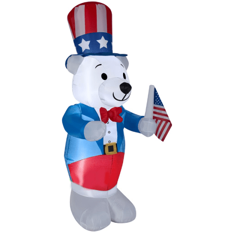 Gemmy Inflatables Special Event Inflatables 4' Patriotic 4th of July White Bear by Gemmy Inflatable 709257482095 48921 4' Patriotic 4th of July White Bear by Gemmy Inflatable SKU# 48921