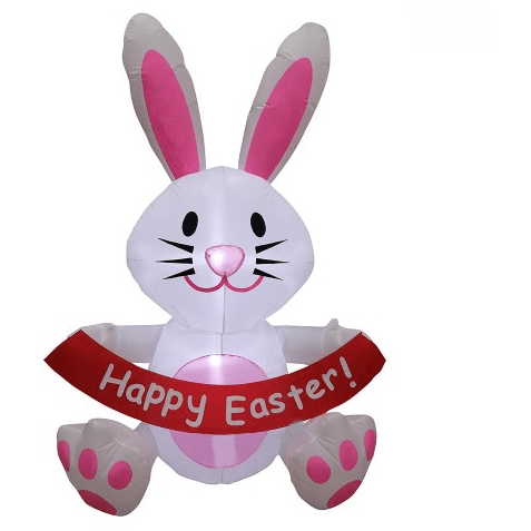Gemmy Inflatables Special Event Inflatables 5' Air Blown Inflatable Easter Bunny w/ Happy Easter Banner by Gemmy Inflatable 840148700482 GTF00016-5 5' Inflatable Easter Bunny w/ Happy Easter Banner by Gemmy Inflatable