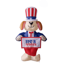 Gemmy Inflatables Special Event Inflatables 6' Air Blown Inflatable Patriotic Dog w/ Banners  by Gemmy Inflatables Y728