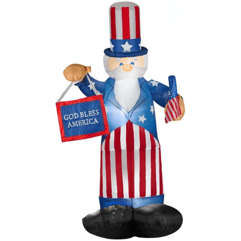 Gemmy Inflatables Special Event Inflatables 6' Gemmy Airblown Inflatable Patriotic Uncle Sam Holding Flag & Banner   by Gemmy Inflatables