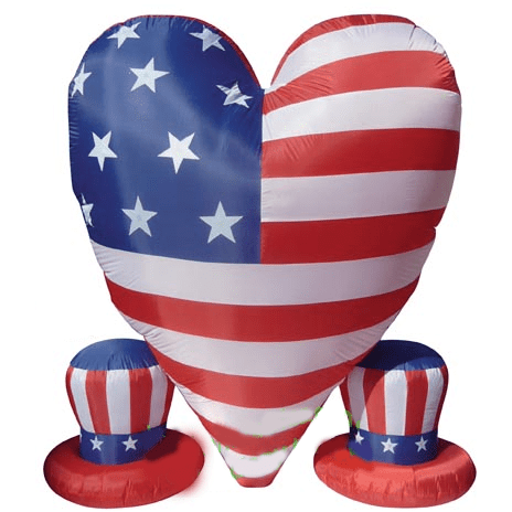 Gemmy Inflatables Special Event Inflatables 6' Patriotic Heart with 2 Small Patriotic Hats by Gemmy Inflatable Y718