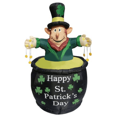 Gemmy Inflatables Special Event Inflatables 6' St. Patrick's Day Leprechaun In A Pot With Gold Coins by Gemmy Inflatable Y404L 6' St. Patrick's Day Leprechaun In A Pot With Gold Coins by Gemmy Inflatable SKU# Y404L