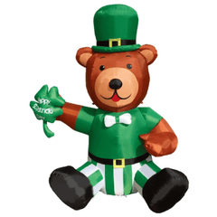 Gemmy Inflatables Special Event Inflatables 6' St. Patrick's Day Teddy Bear Holding a Shamrock by Gemmy Inflatable Y406L