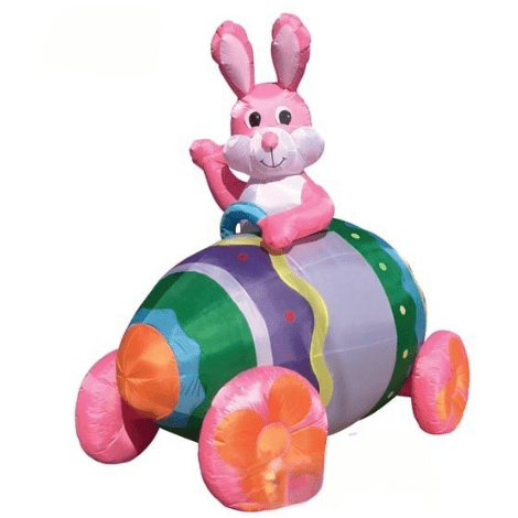 Gemmy Inflatables Special Event Inflatables 7' Air Blown Inflatable Pink Easter Bunny Egg Car Big Wheels by Gemmy Inflatables Y615 7'Inflatable Pink Easter Bunny Egg Car Big Wheels by Gemmy Inflatables