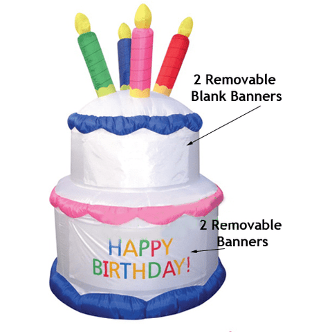Gemmy Inflatables Special Event Inflatables 7' Birthday Cake w/ Removable Banners! by Gemmy Inflatable Y802 7' Birthday Cake w/ Removable Banners! by Gemmy Inflatable SKU# Y802
