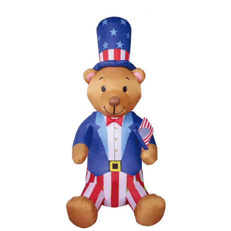 Gemmy Inflatables Special Event Inflatables 8' Patriotic Bear w/ Top Hat and Flag! by Gemmy Inflatable Y729 8' Patriotic Bear w/ Top Hat and Flag! by Gemmy Inflatable SKU# Y729